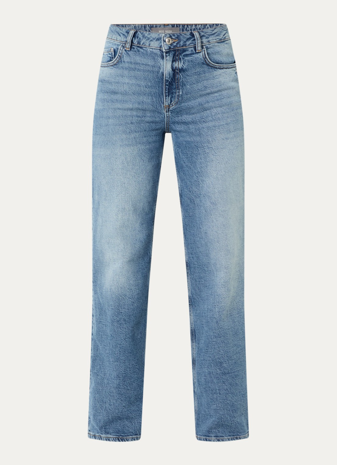 Mos Mosh MMRelee Mai high waist loose fit jeans met medium wassing - voorkant 4 indigo