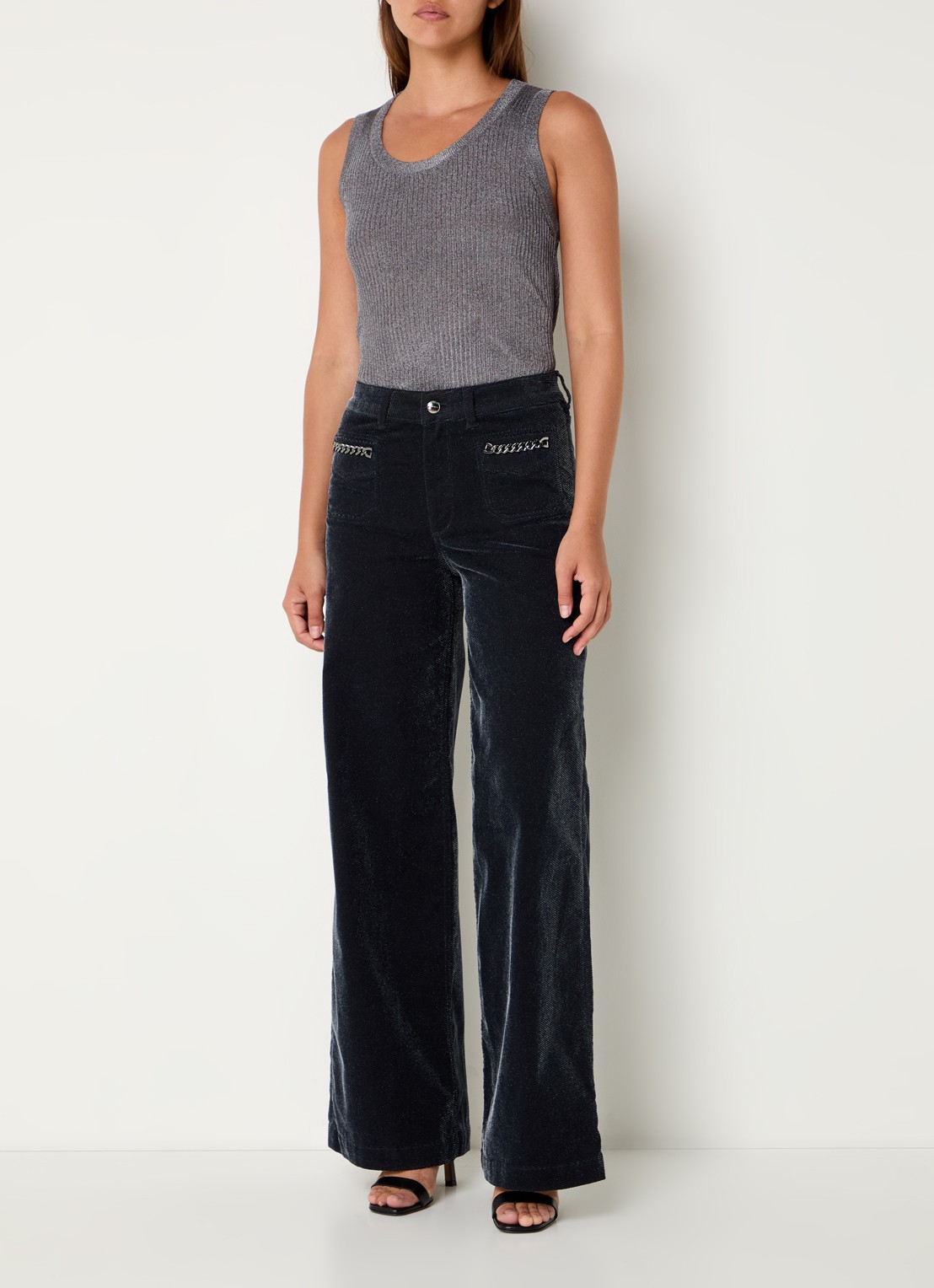 Mos Mosh MMRelena tanktop met lurex - voorkant 4 grijs
