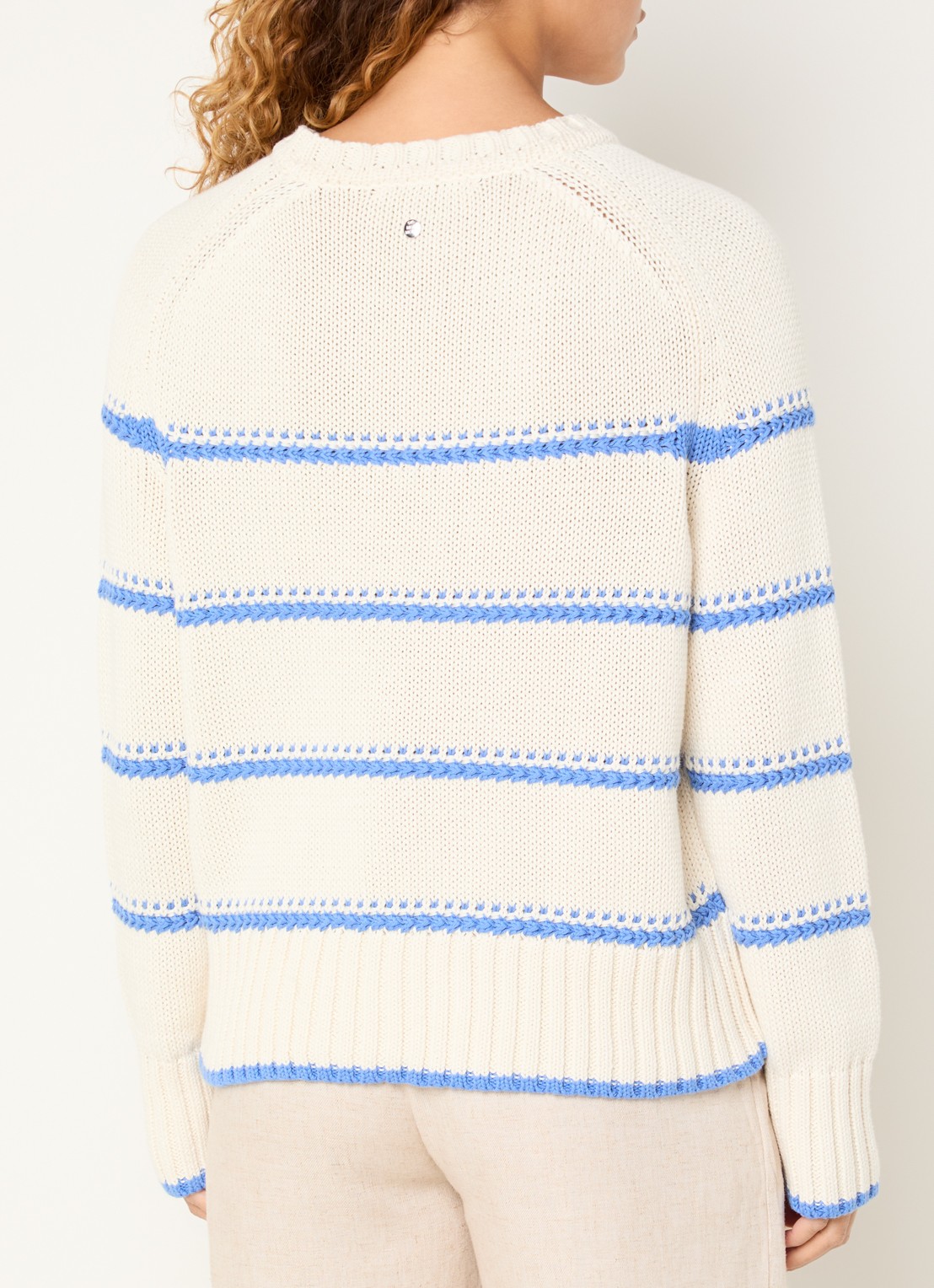 Mos Mosh MMRola grofgebreide trui met streepprint - achterkant 4 beige