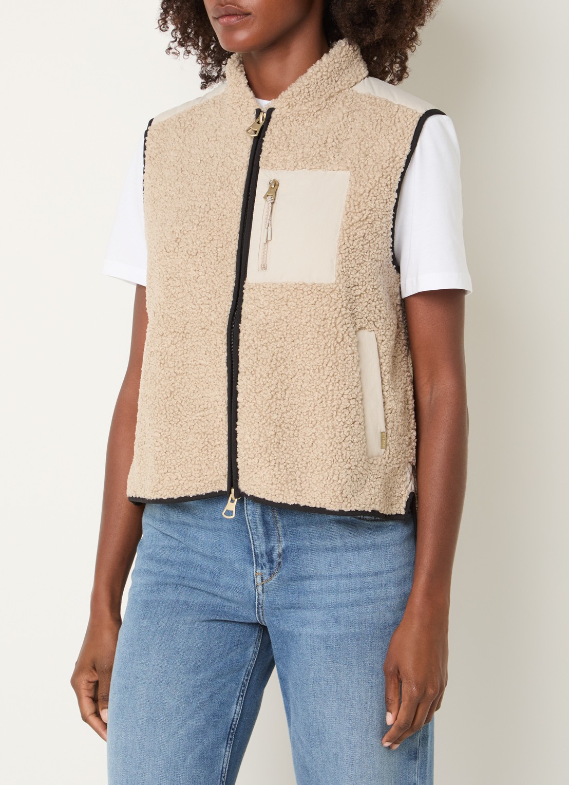 Mos Mosh MMRowe Eli bodywarmer van teddy - detail 3 beige