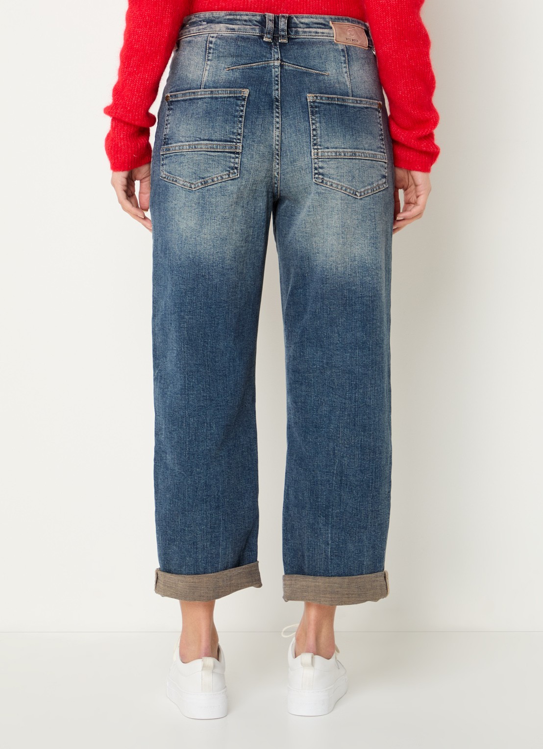 Mos Mosh MMSagai mid waist cropped boyfriend jeans met medium wassing - achterkant 2 indigo