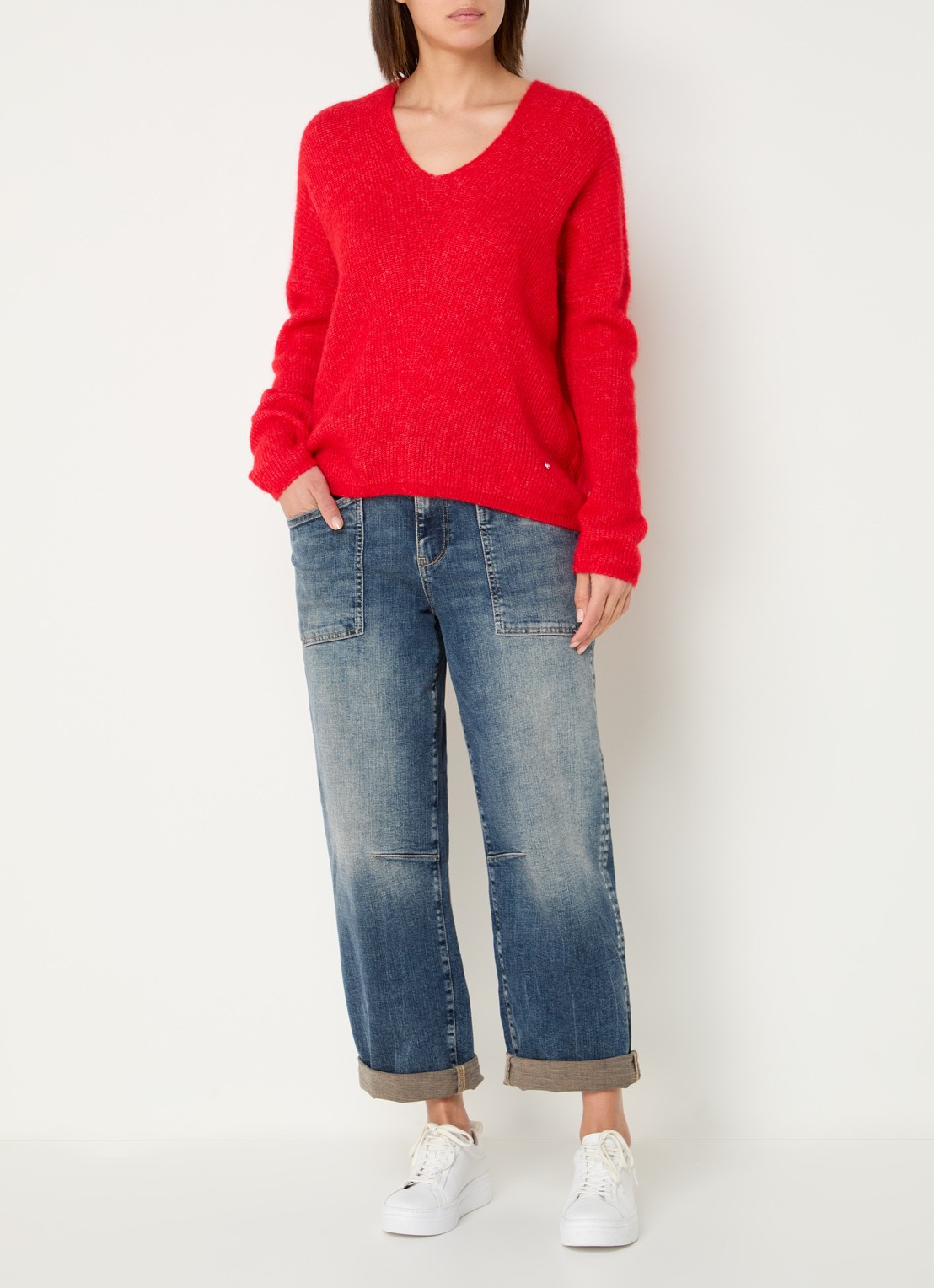 Mos Mosh MMSagai mid waist cropped boyfriend jeans met medium wassing - voorkant 4 indigo