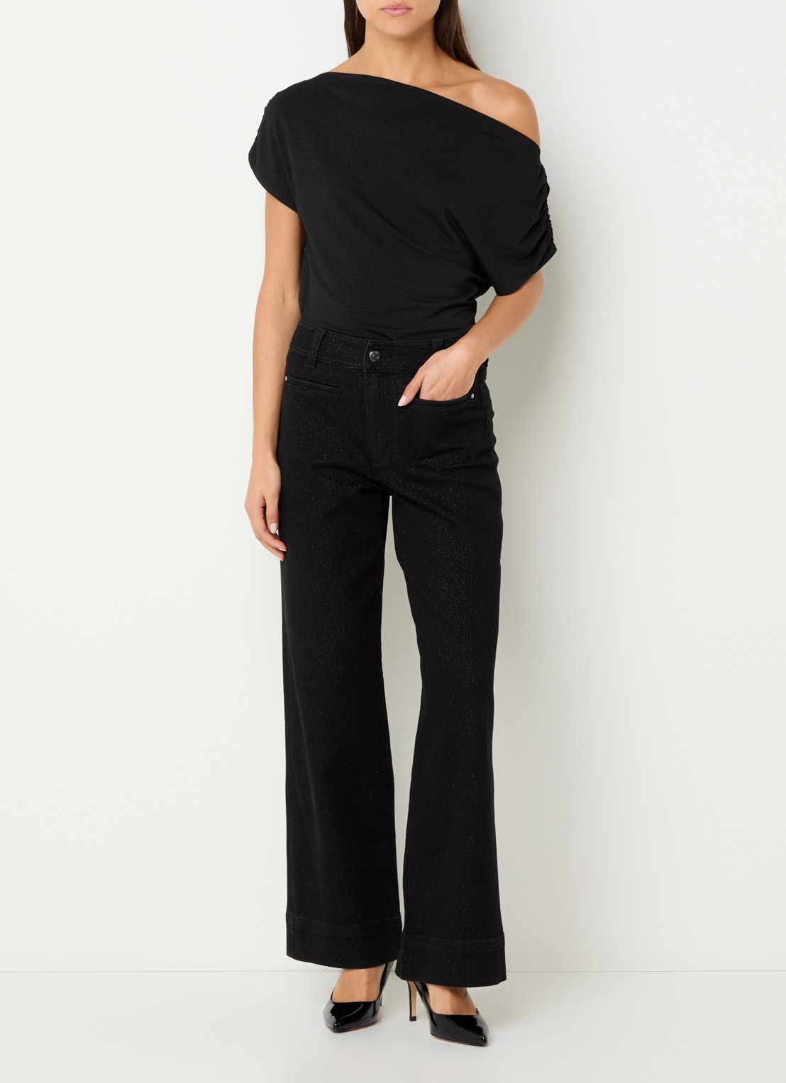 Mos Mosh MMShima top met lurex - voorkant 2 zwart