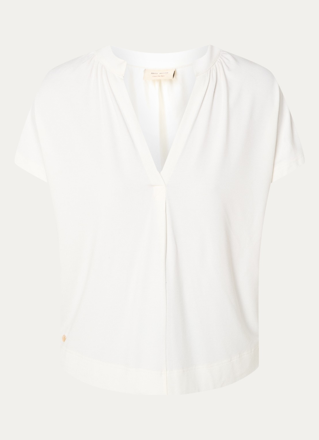 Mos Mosh MMShira T-shirt met V-hals - voorkant gebroken wit