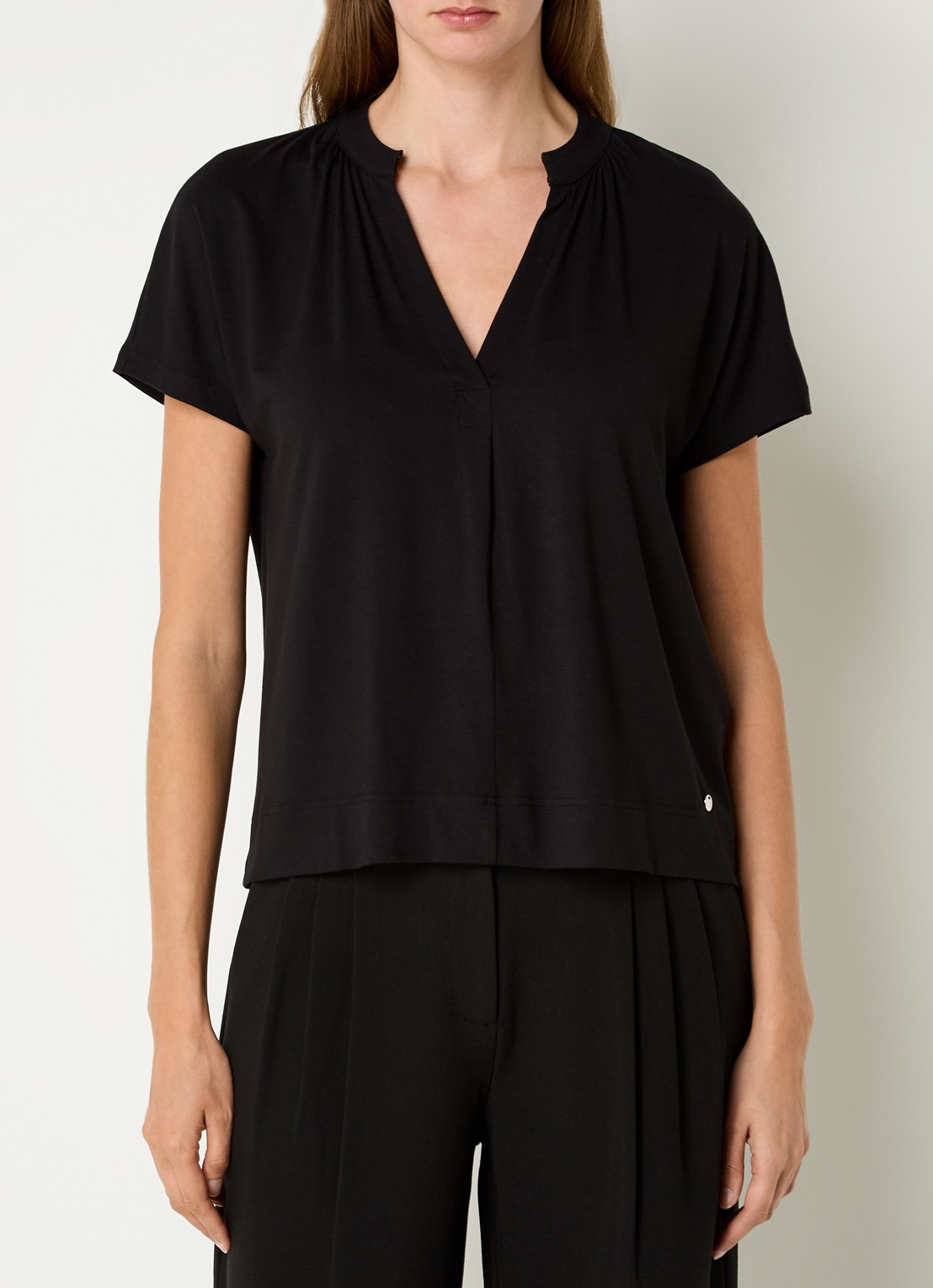 Mos Mosh MMShira T-shirt met V-hals - detail 2 zwart