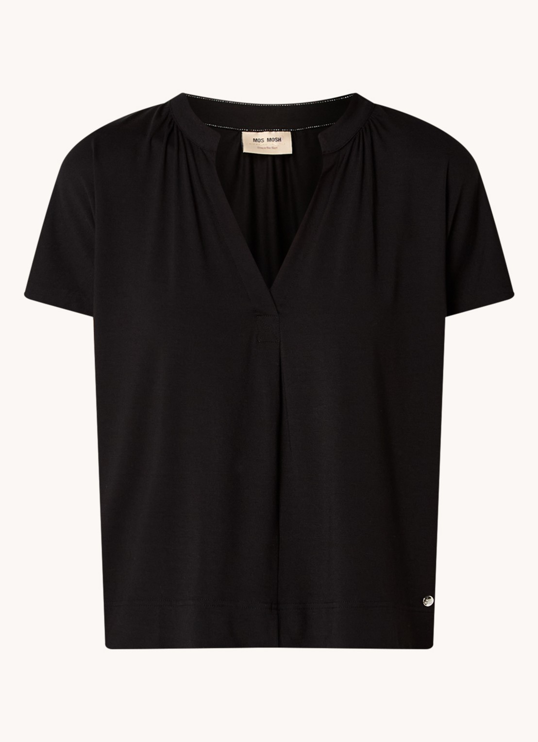 Mos Mosh MMShira T-shirt met V-hals - voorkant 3 zwart