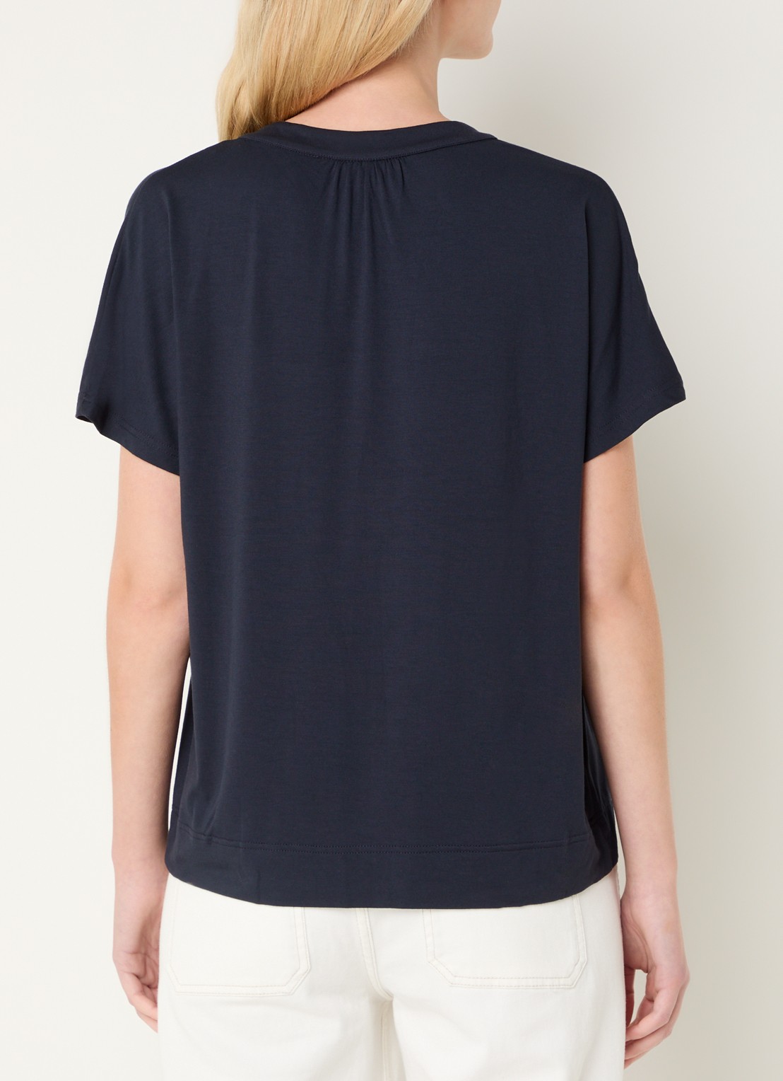 Mos Mosh MMShira T-shirt met V-hals - achterkant 4 donkerblauw