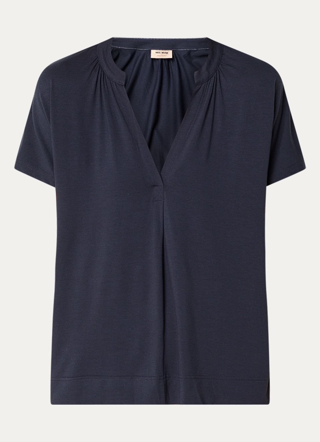 Mos Mosh MMShira T-shirt met V-hals - voorkant donkerblauw