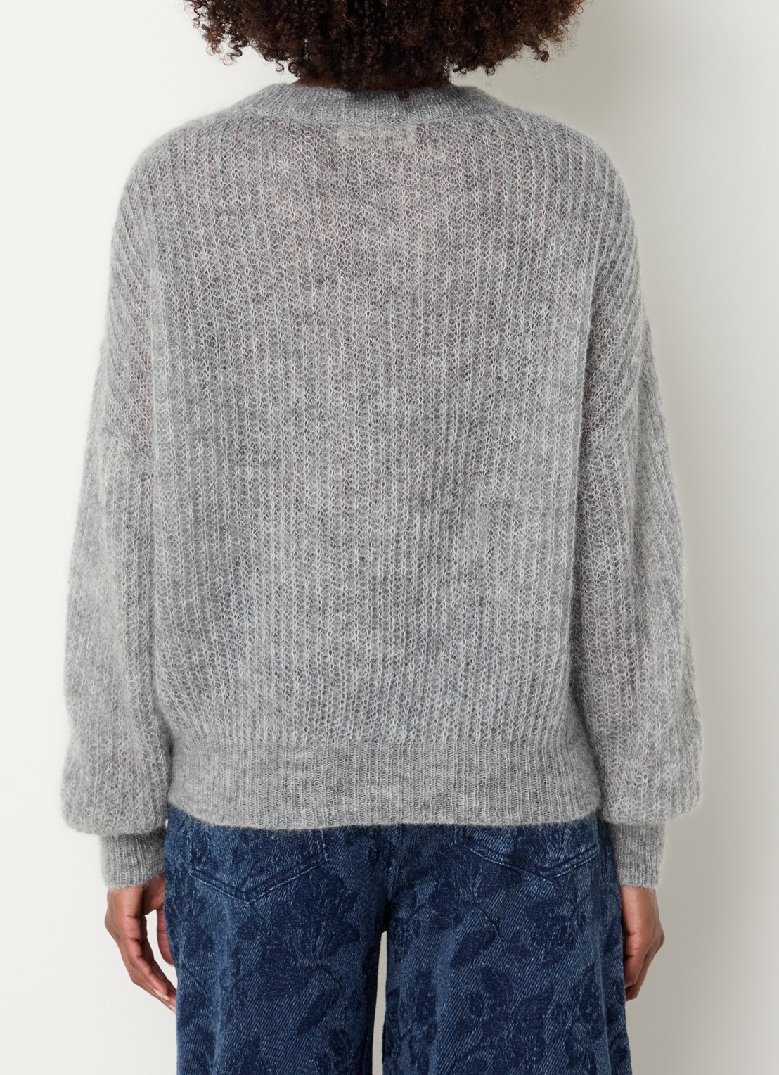 Mos Mosh MMSigva Mohair grofgebreide trui met stretch - achterkant 4 grijs