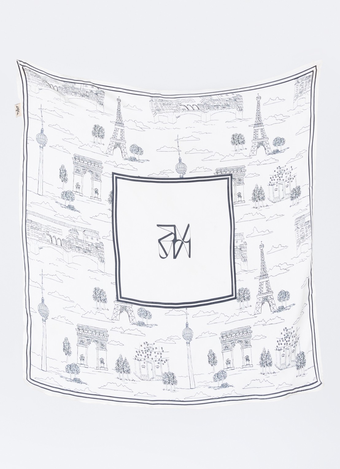 Mos Mosh MMTale sjaal met print 65 x 65 cm - detail zwart