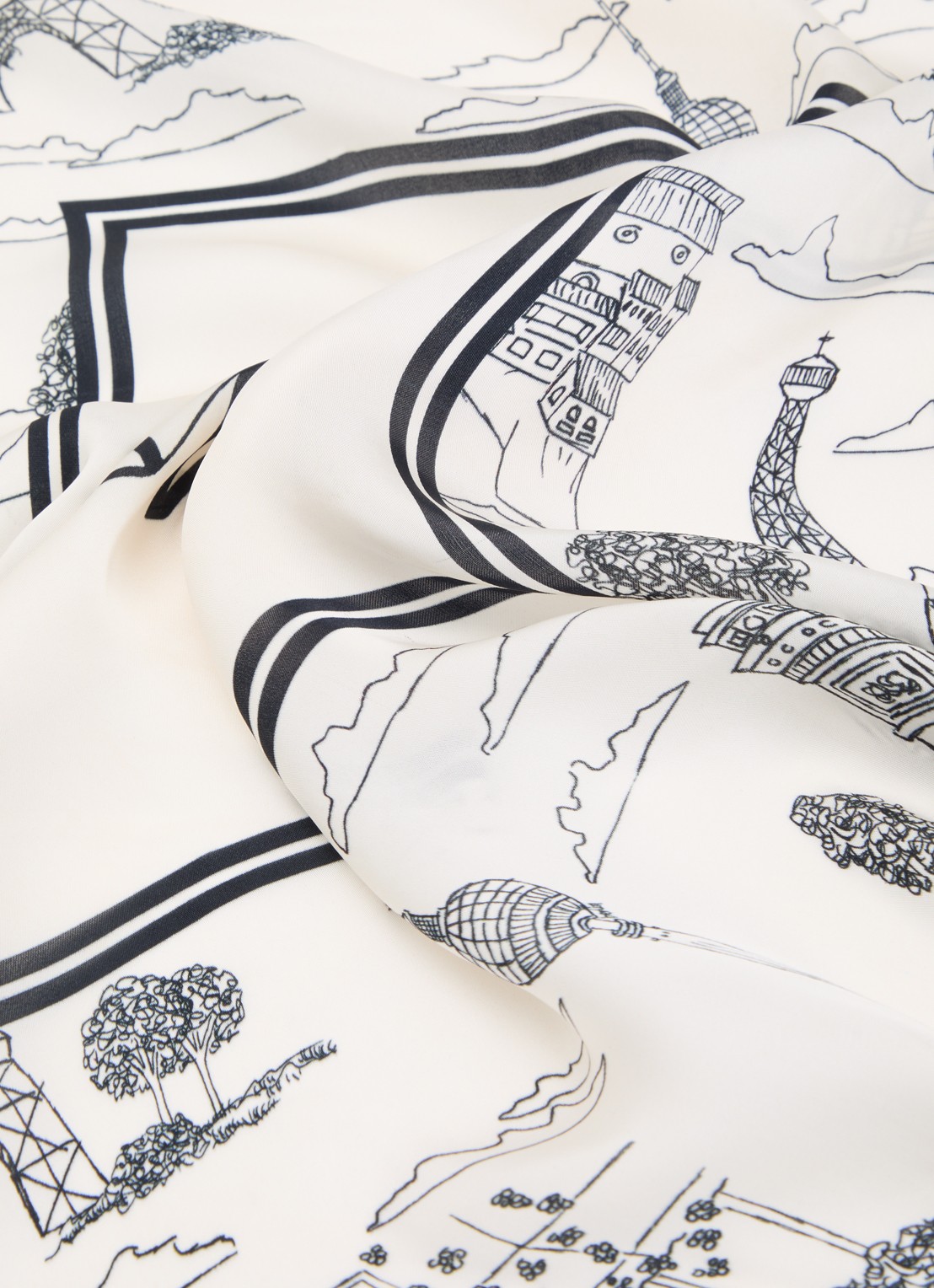Mos Mosh MMTale sjaal met print 65 x 65 cm - detail 2 zwart