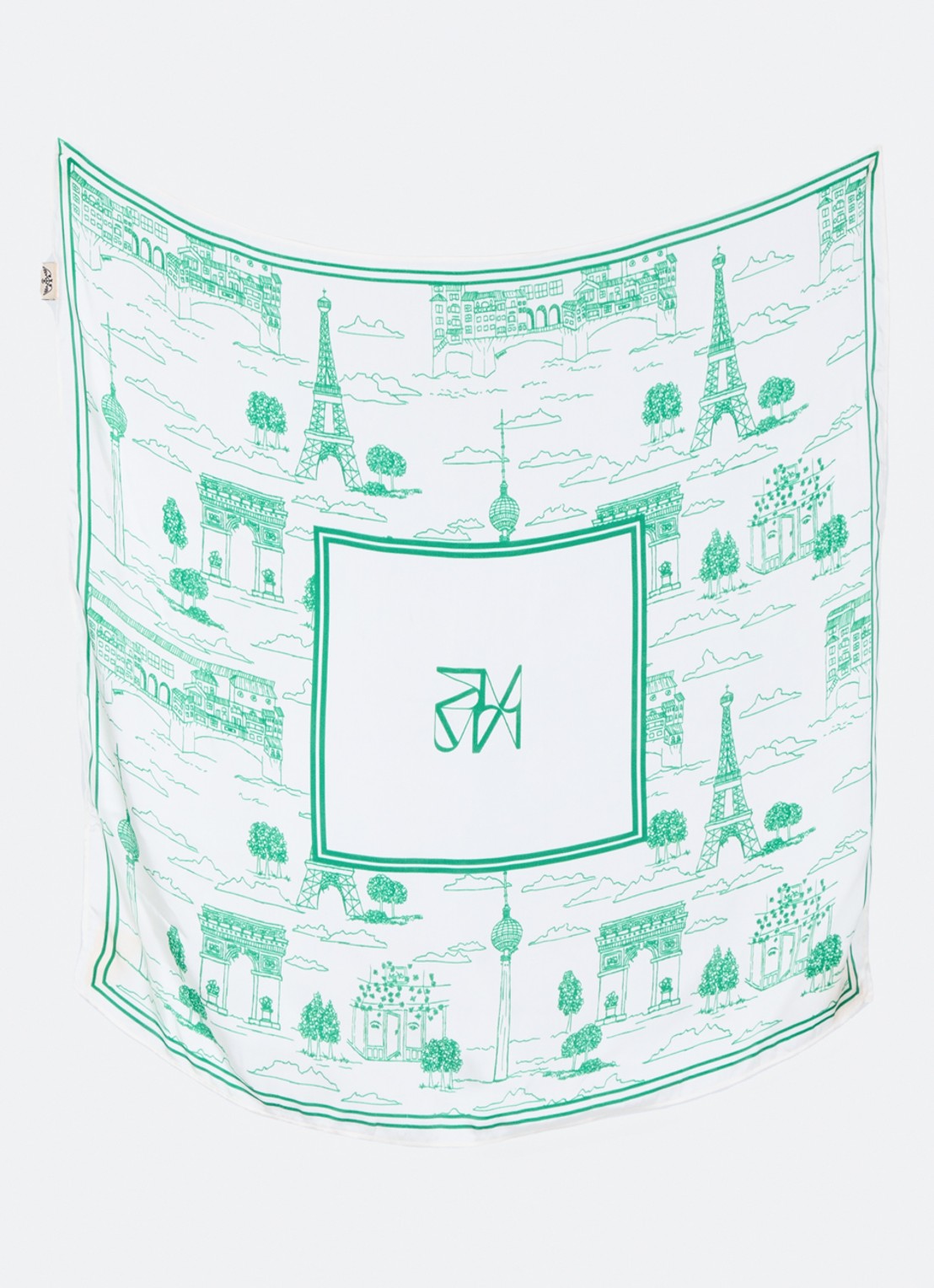 Mos Mosh MMTale sjaal met print 65 x 65 cm - detail groen