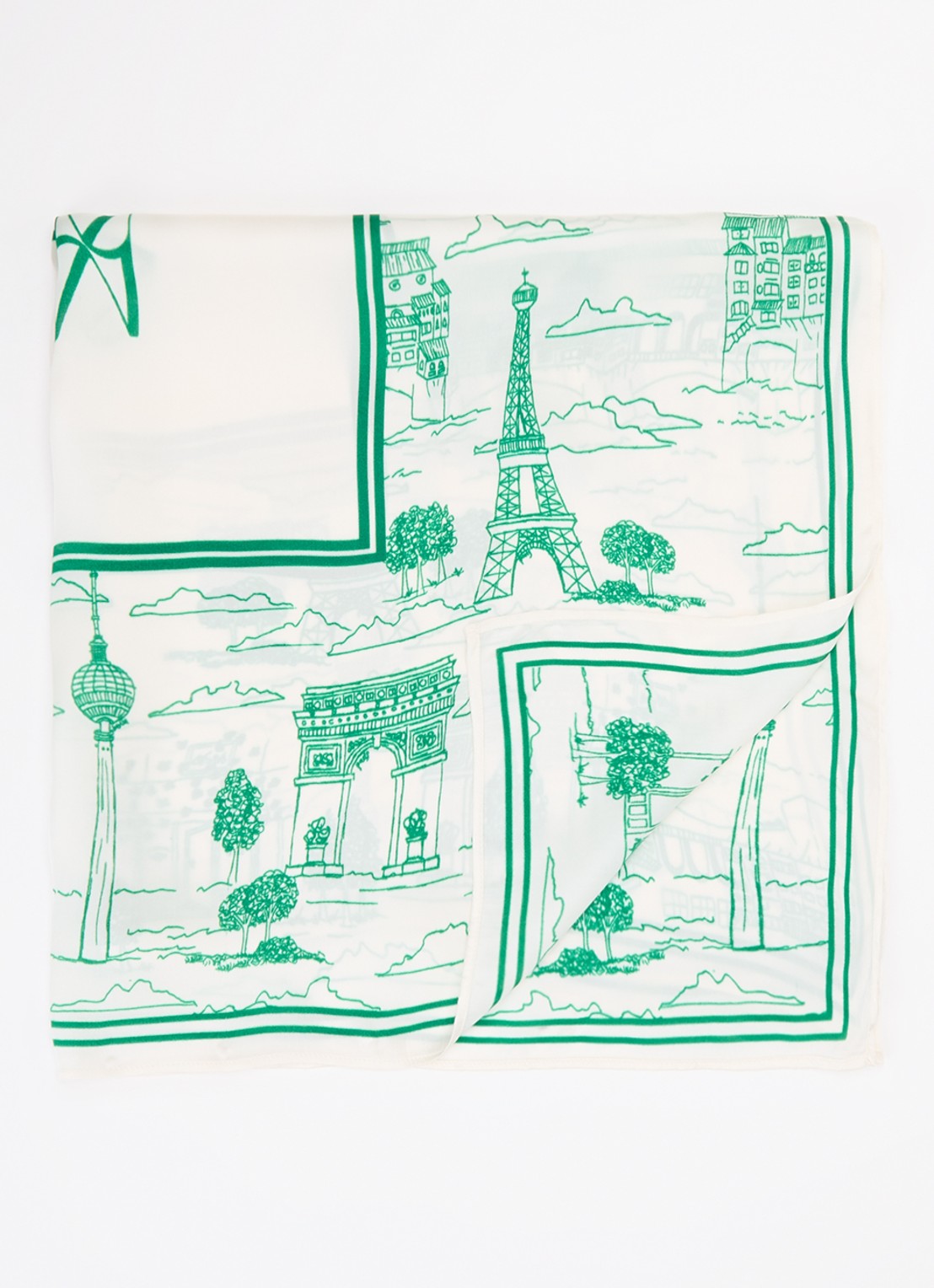 Mos Mosh MMTale sjaal met print 65 x 65 cm - voorkant 3 groen