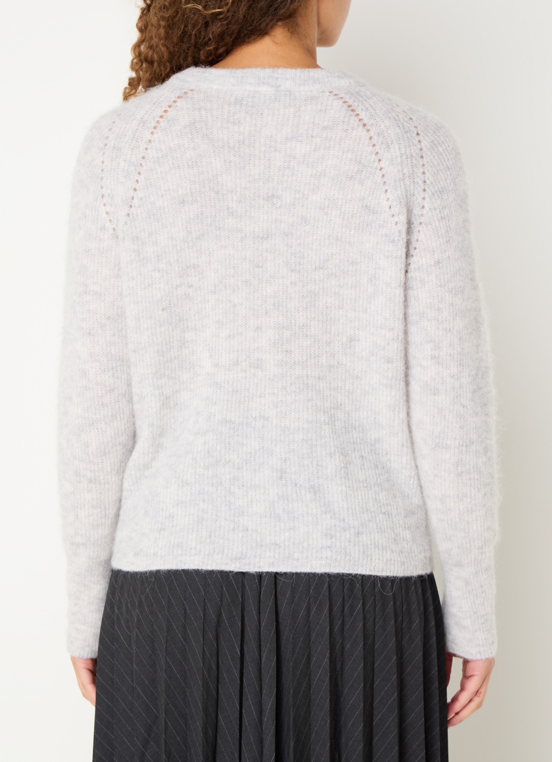 Mos Mosh MMTammy fijngebreide pullover - achterkant lichtgrijs