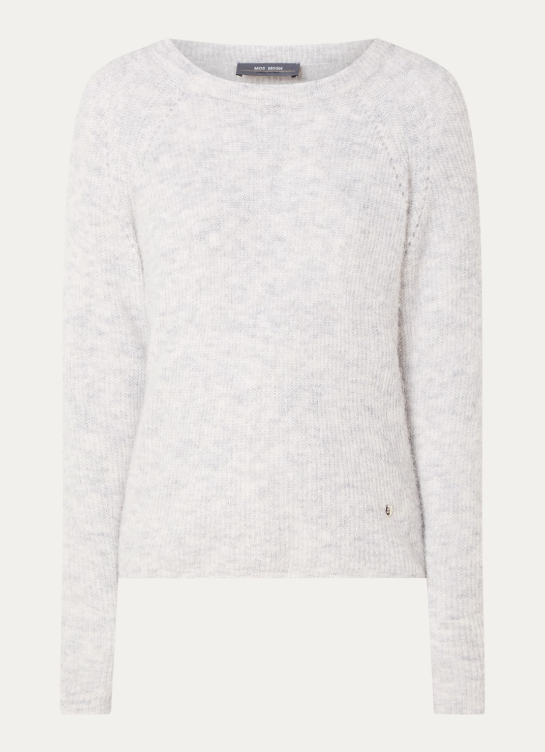 Mos Mosh MMTammy fijngebreide pullover - voorkant 3 lichtgrijs