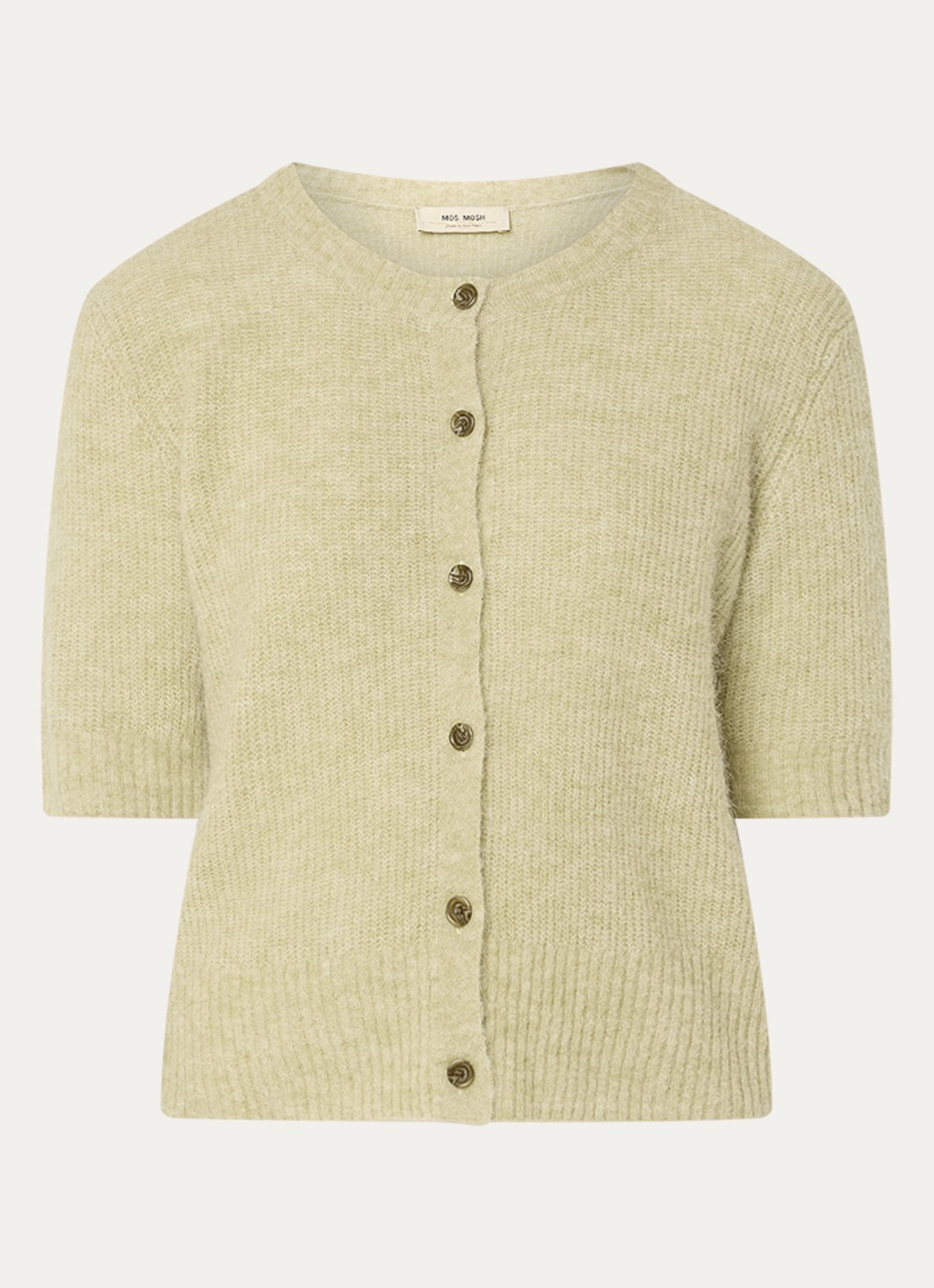 Mos Mosh MMThora grofgebreid vest in alpaca wolblend - voorkant lindegroen