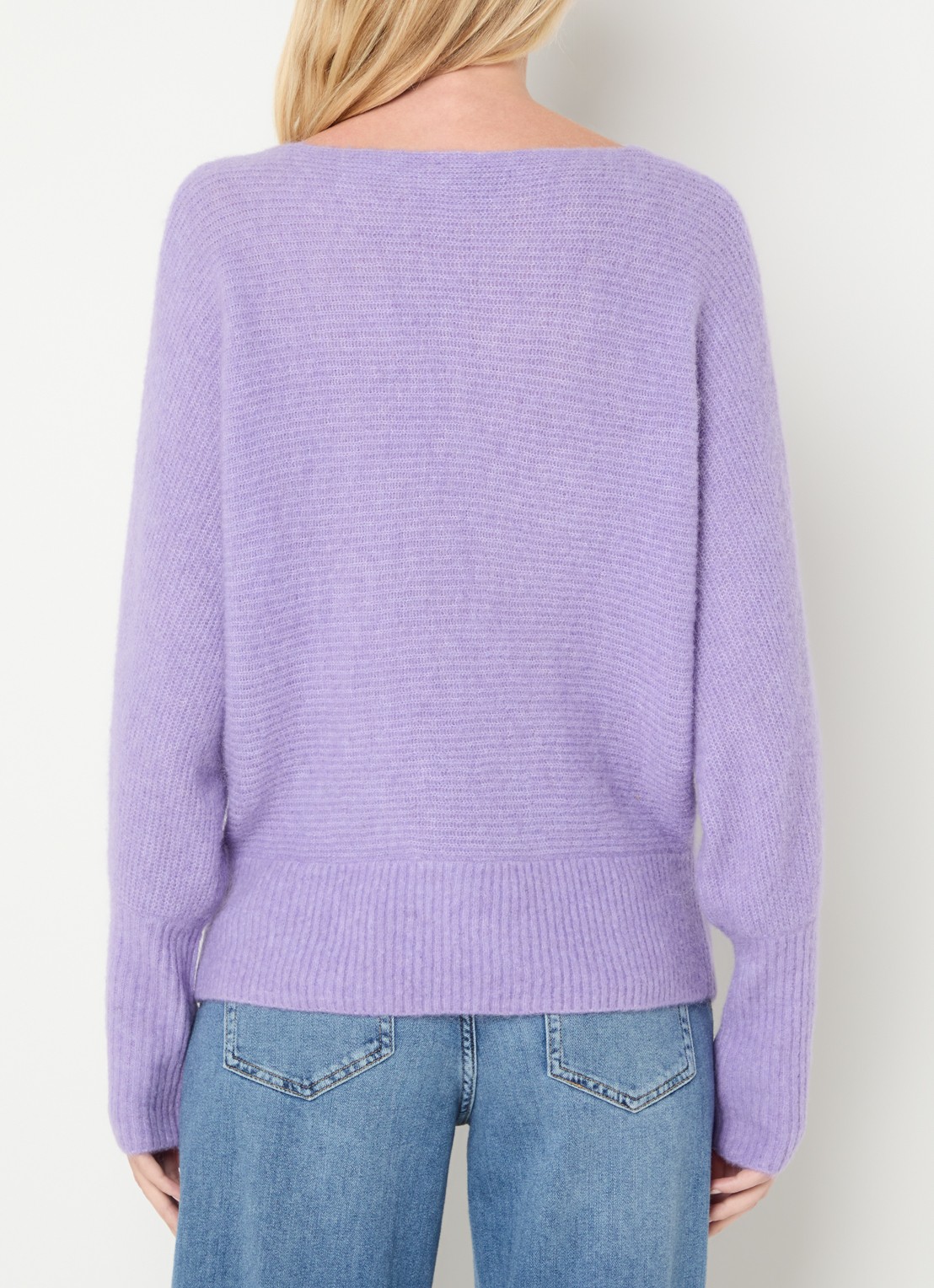 Mos Mosh MMThora grofgebreide trui in alpaca wolblend met boothals - achterkant 3 violet