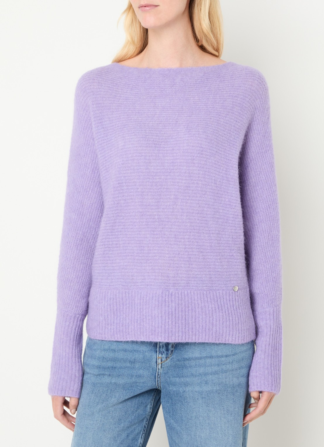 Mos Mosh MMThora grofgebreide trui in alpaca wolblend met boothals - detail 4 violet