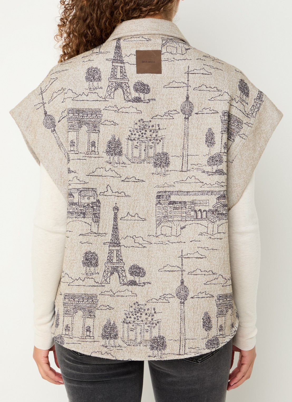 Mos Mosh MMVersa Tale gilet met jacquard dessin - achterkant 3 zand