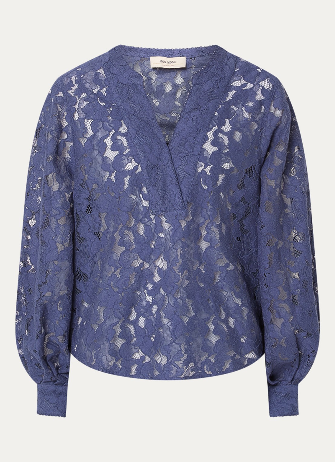 Mos Mosh MMYen semi-transparante tuniek in linnenblend met broderie - voorkant 2 donkerblauw