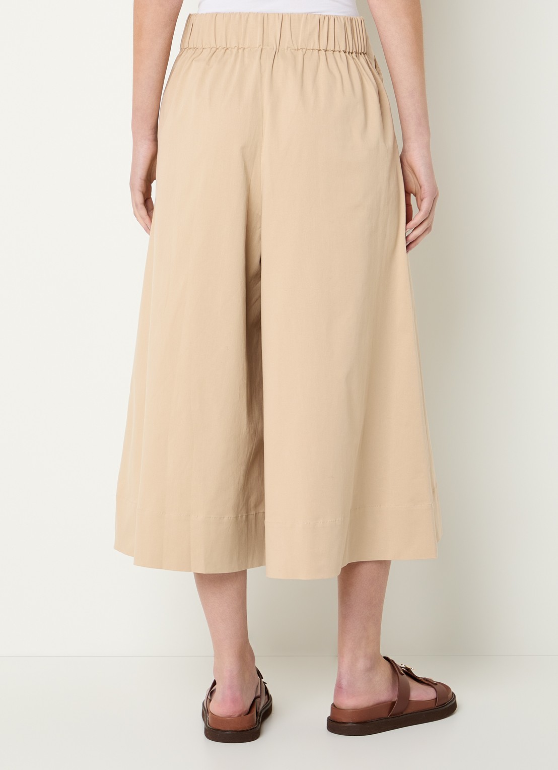 Mos Mosh MMZuri Tenca high waist wide fit culotte met steekzakken - achterkant 2 beige