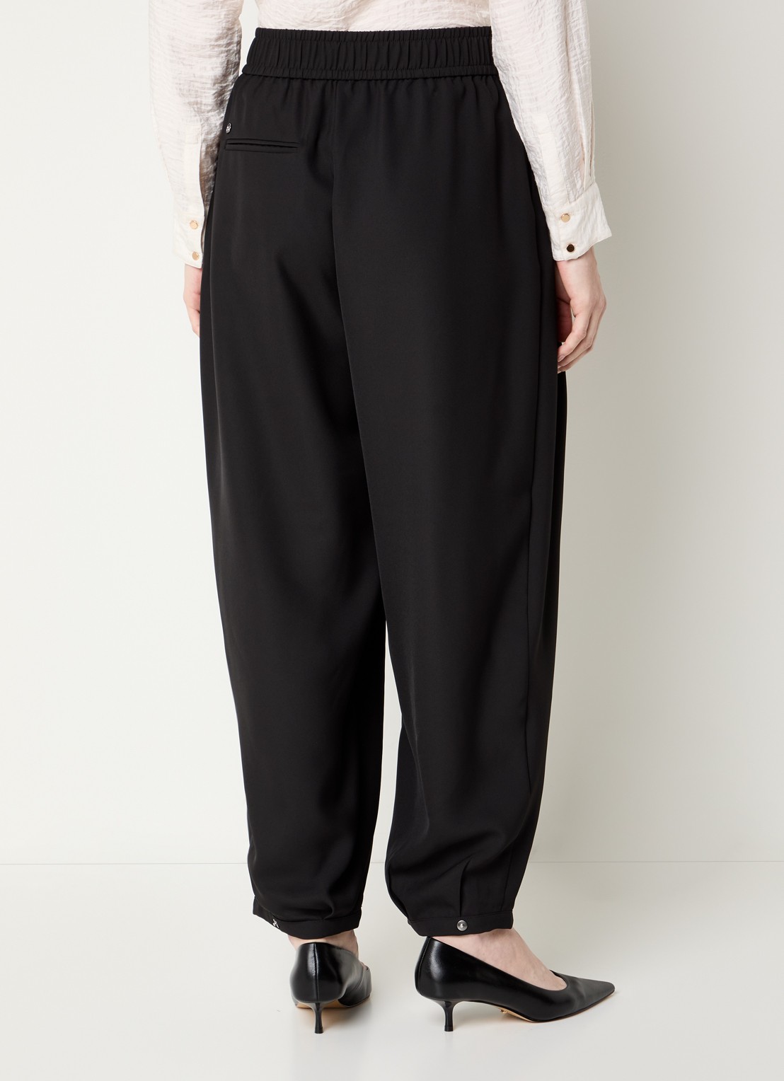 Mos Mosh Nuello high waist wide fit broek met steekzakken - achterkant 4 zwart