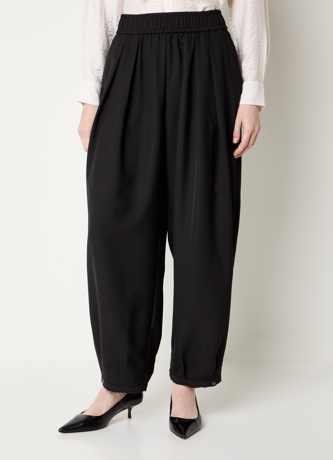 Mos Mosh Nuello high waist wide fit broek met steekzakken - detail 3 zwart