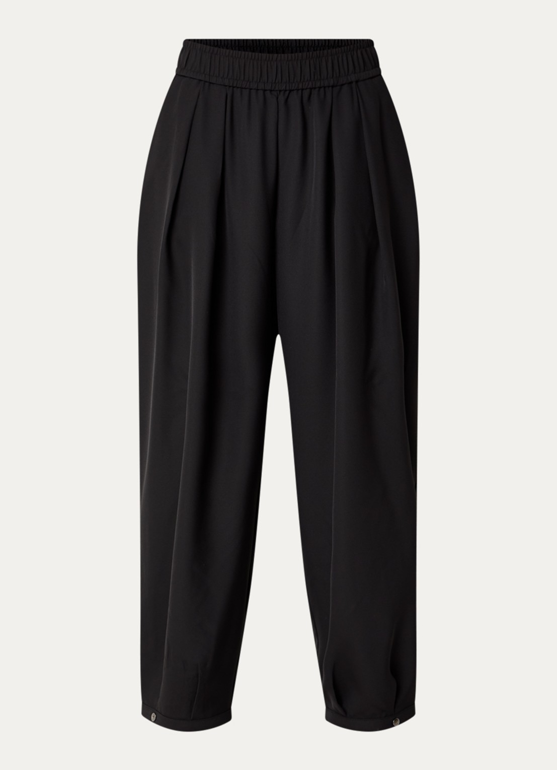 Mos Mosh Nuello high waist wide fit broek met steekzakken - voorkant zwart