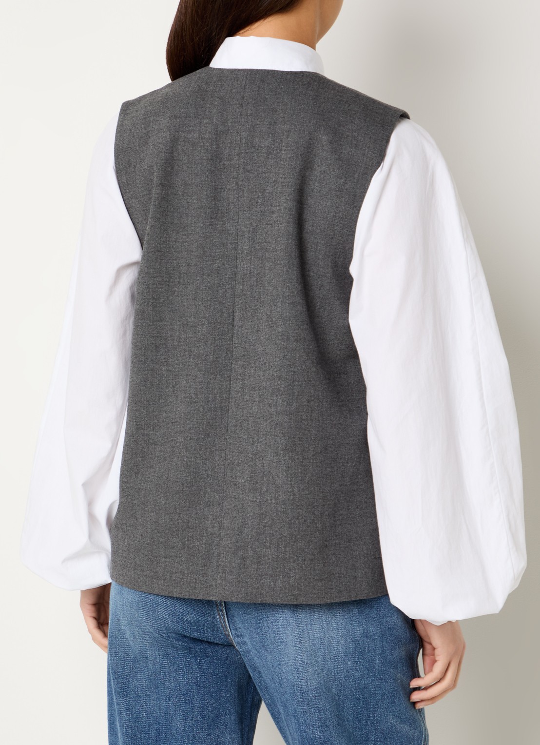 Mos Mosh Pippie gilet met klepzakken - achterkant 2 donkergrijs