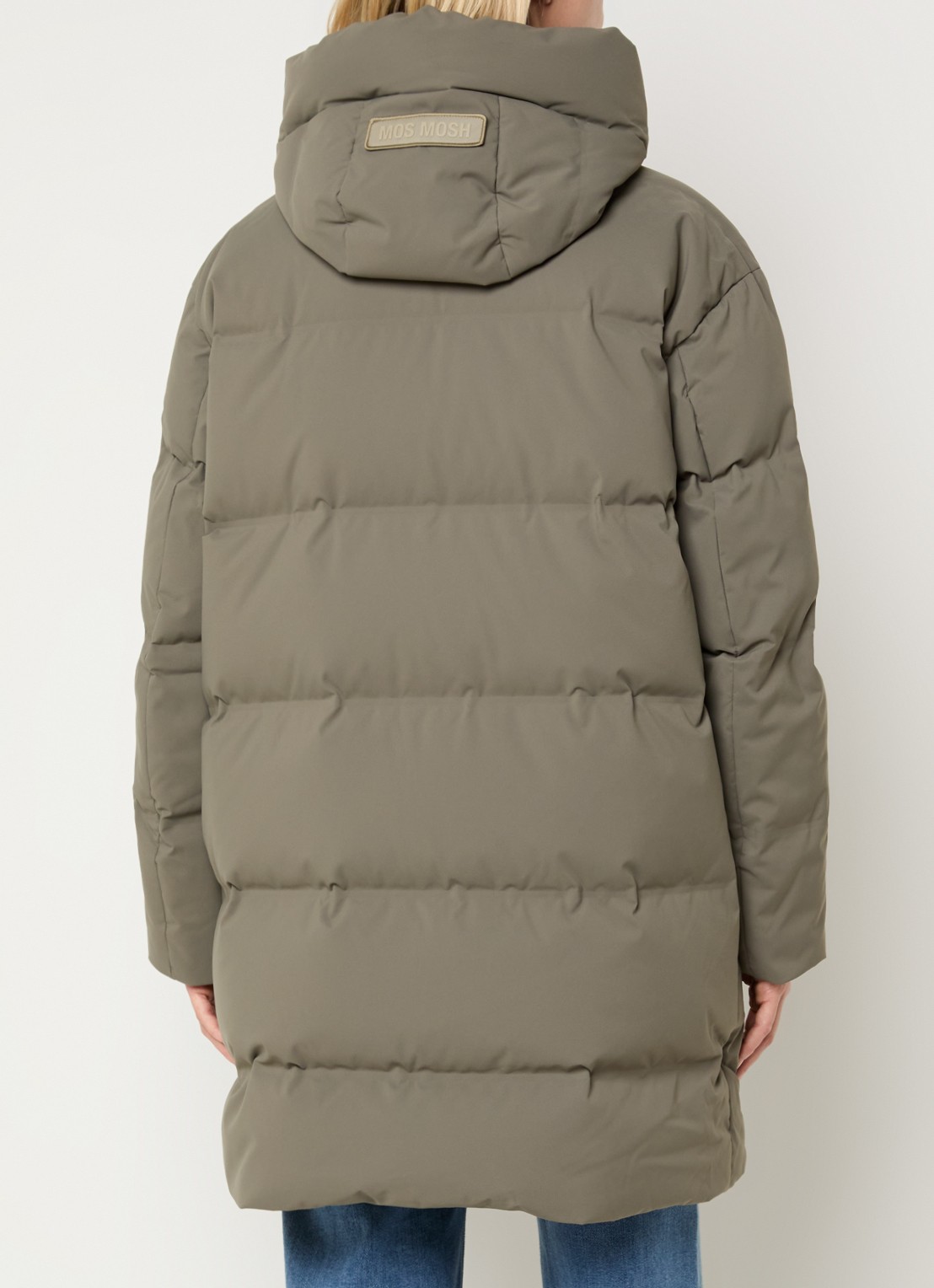 Mos Mosh Puffer jack met donsvulling en steekzakken - achterkant olijfgroen