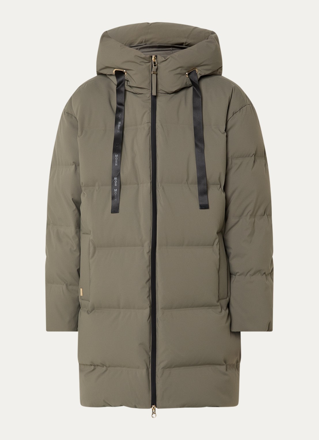 Mos Mosh Puffer jack met donsvulling en steekzakken - voorkant 3 olijfgroen