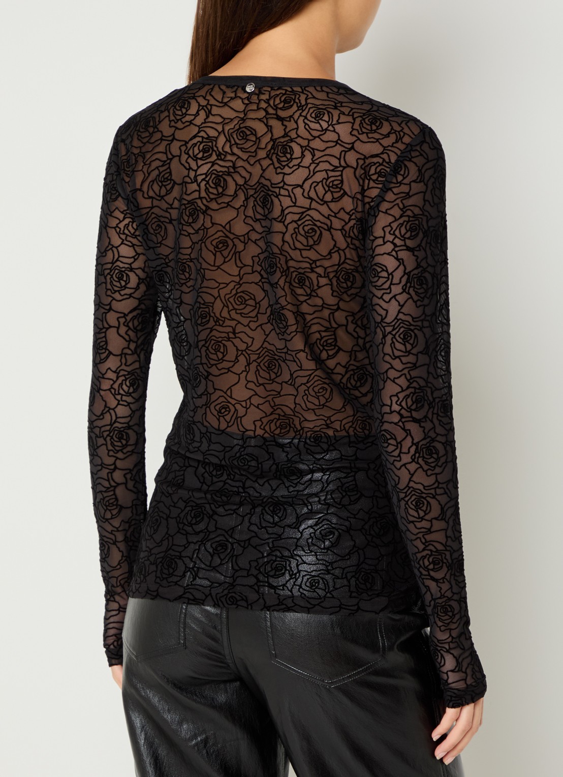 Mos Mosh Rose top met ingebreid print - achterkant zwart