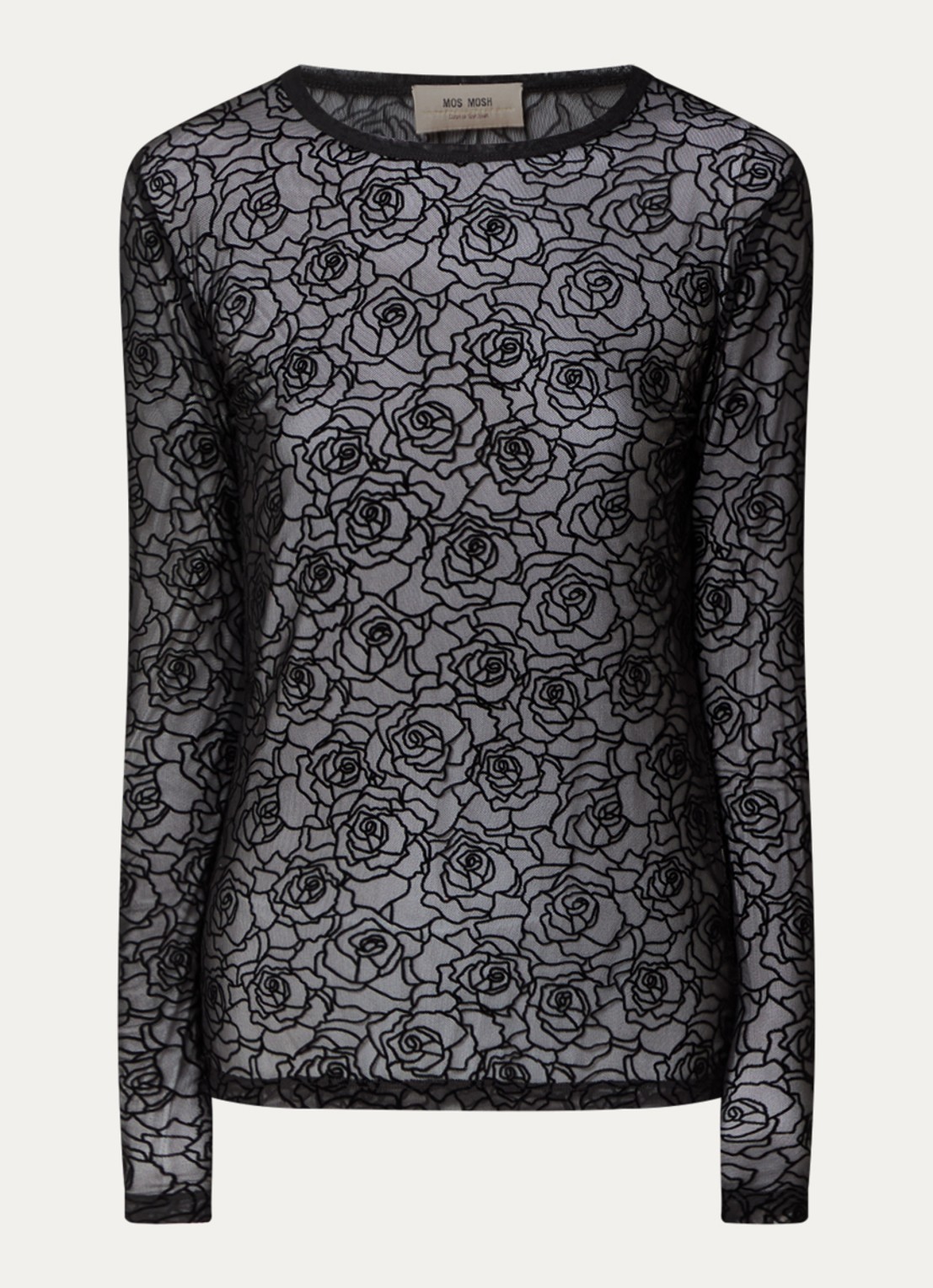 Mos Mosh Rose top met ingebreid print - voorkant 3 zwart