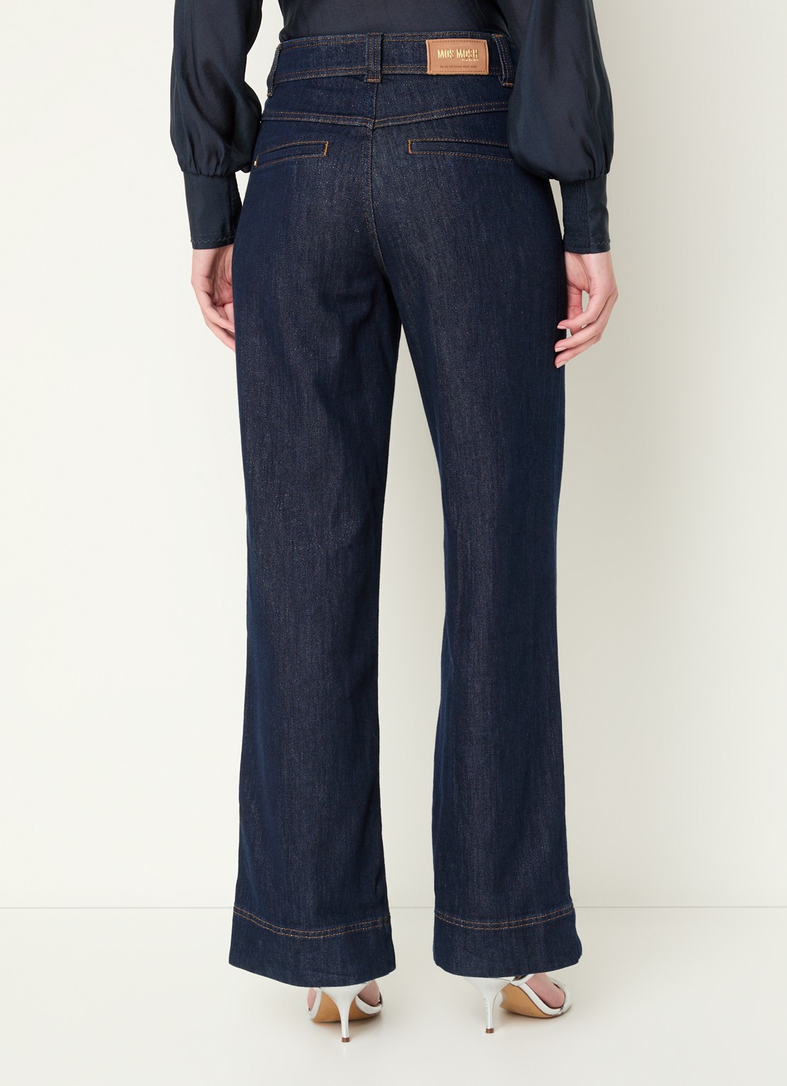 Mos Mosh Soey high waist straight leg jeans met donkere wassing - achterkant 4 indigo