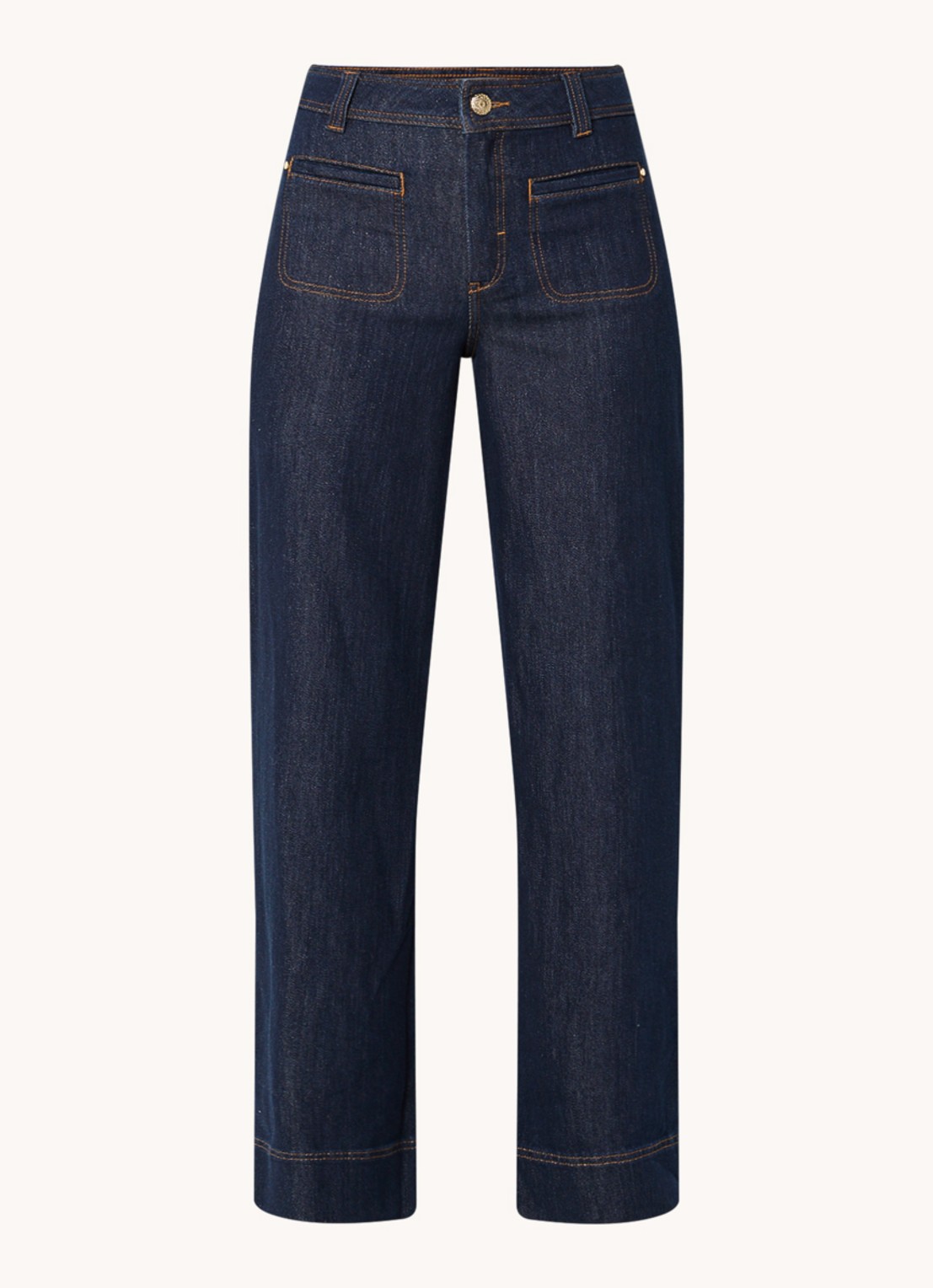 Mos Mosh Soey high waist straight leg jeans met donkere wassing - voorkant 2 indigo