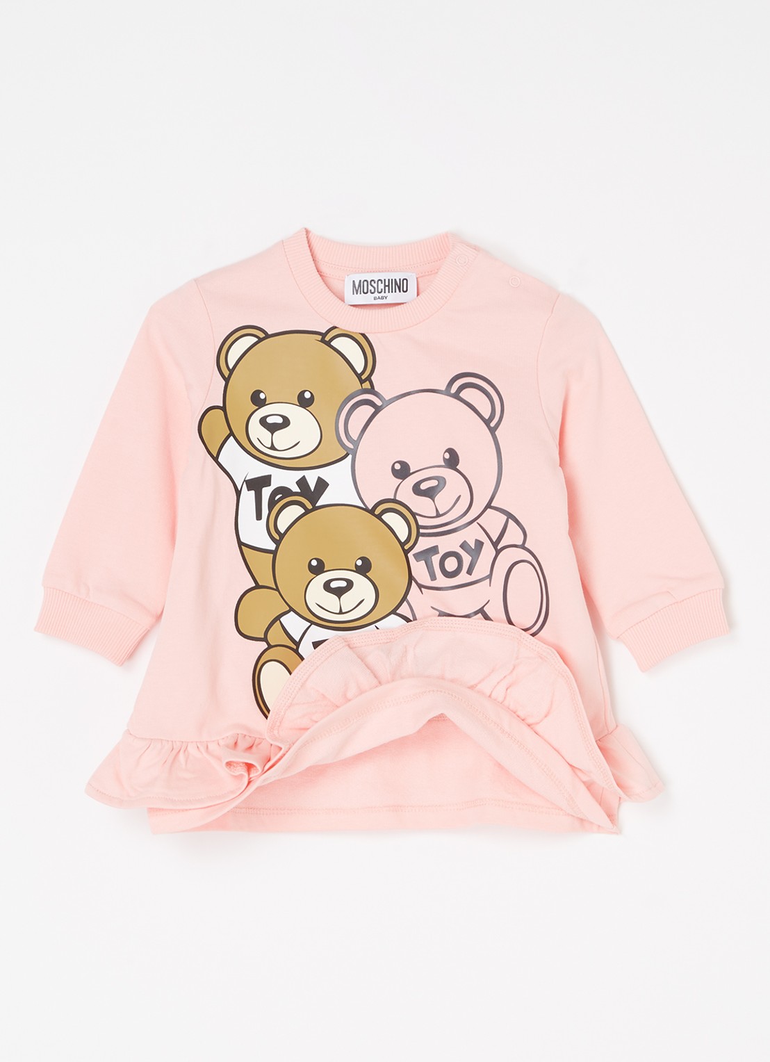 Moschino Trui-jurk met print en volant  - voorkant 3 lichtroze