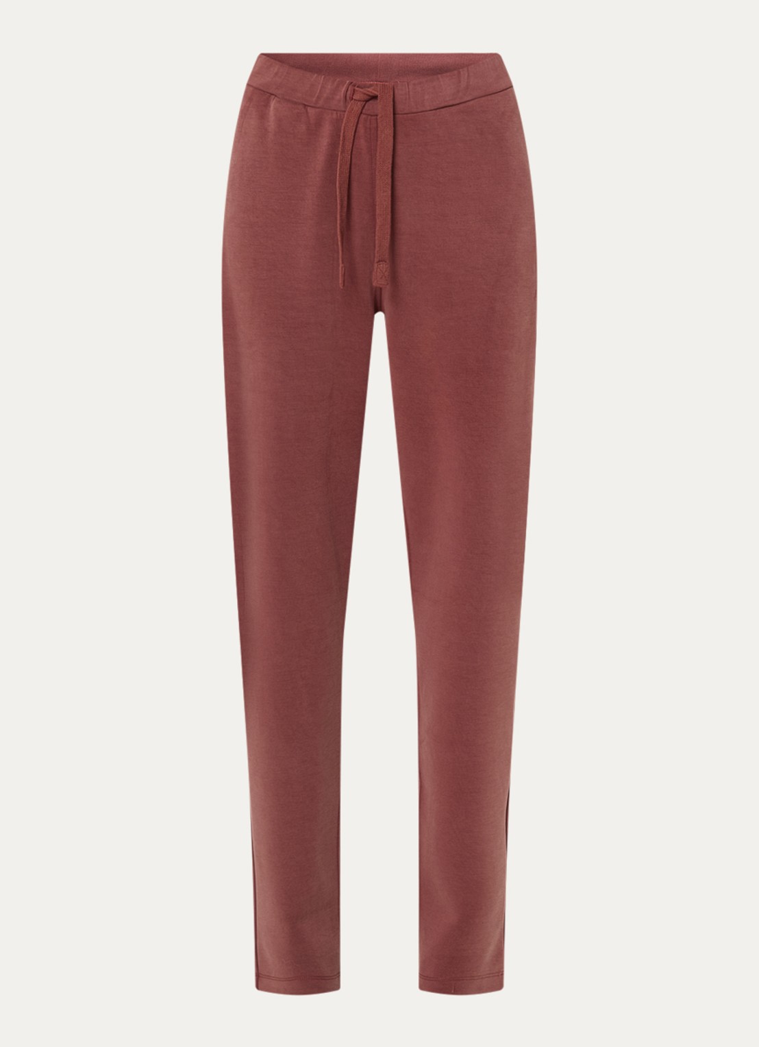 Moscow Almas high waist slim fit joggingbroek met steekzakken - voorkant 2 roodbruin