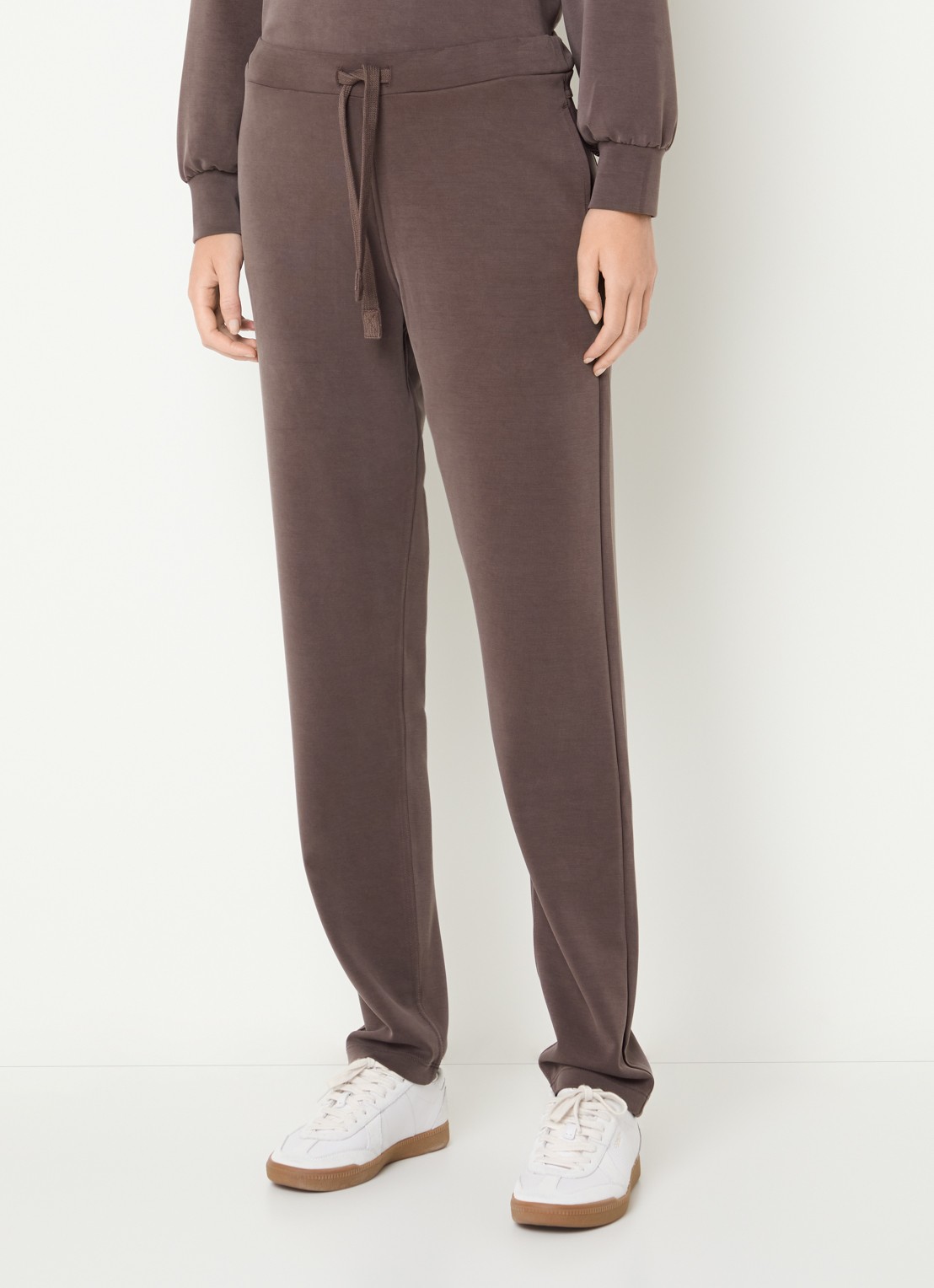 Moscow Almas high waist slim fit joggingbroek met steekzakken - detail 3 lichtbruin