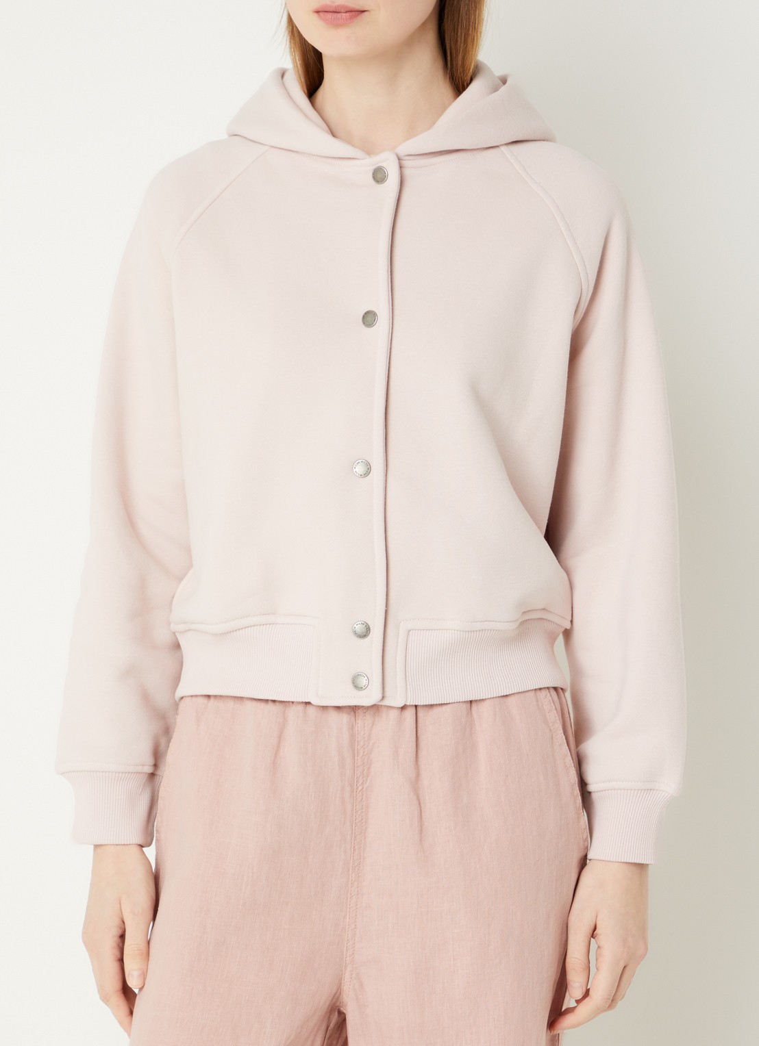 Moscow Elmy sweatvest met capuchon en steekzakken - achterkant oudroze