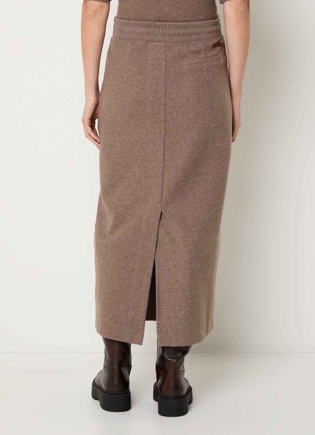 Moscow Faith maxi rok met stretch - achterkant 4 donkerbeige