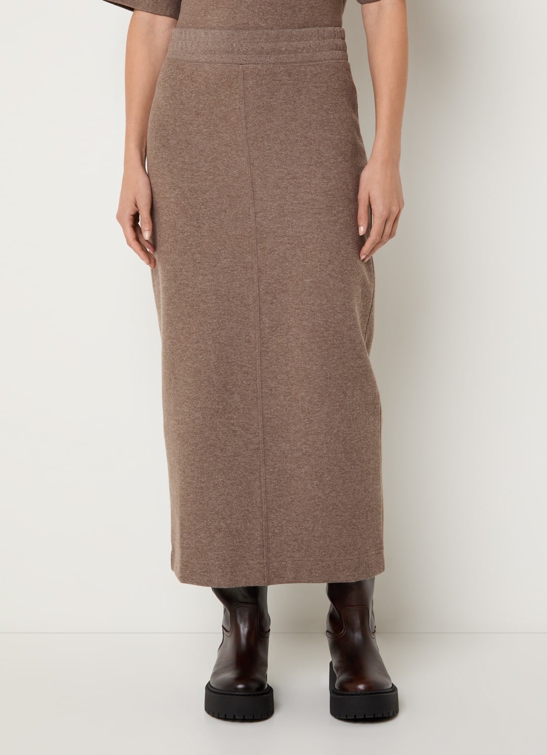 Moscow Faith maxi rok met stretch - detail donkerbeige