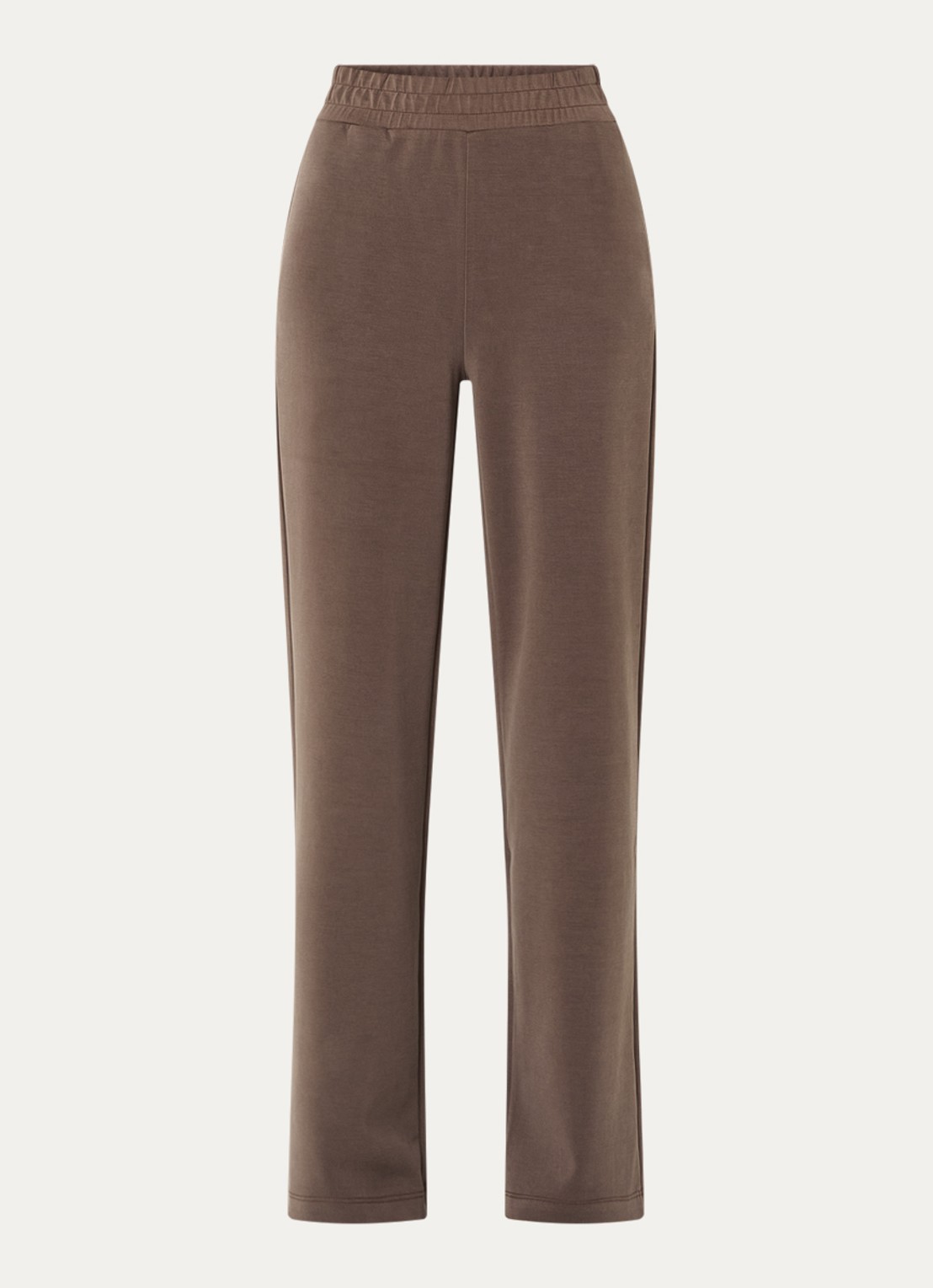 Moscow High waist straight fit joggingbroek met steekzakken - voorkant 3 lichtbruin