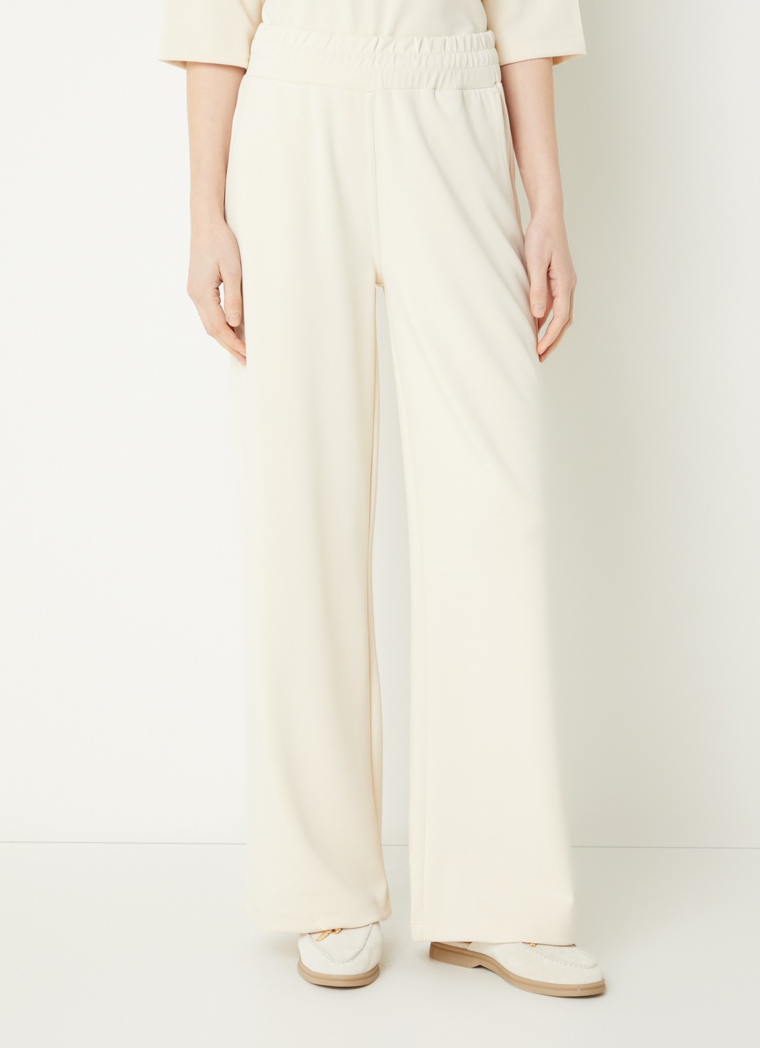 Moscow Jo high waist wide fit pantalon met steekzakken - detail 3 creme