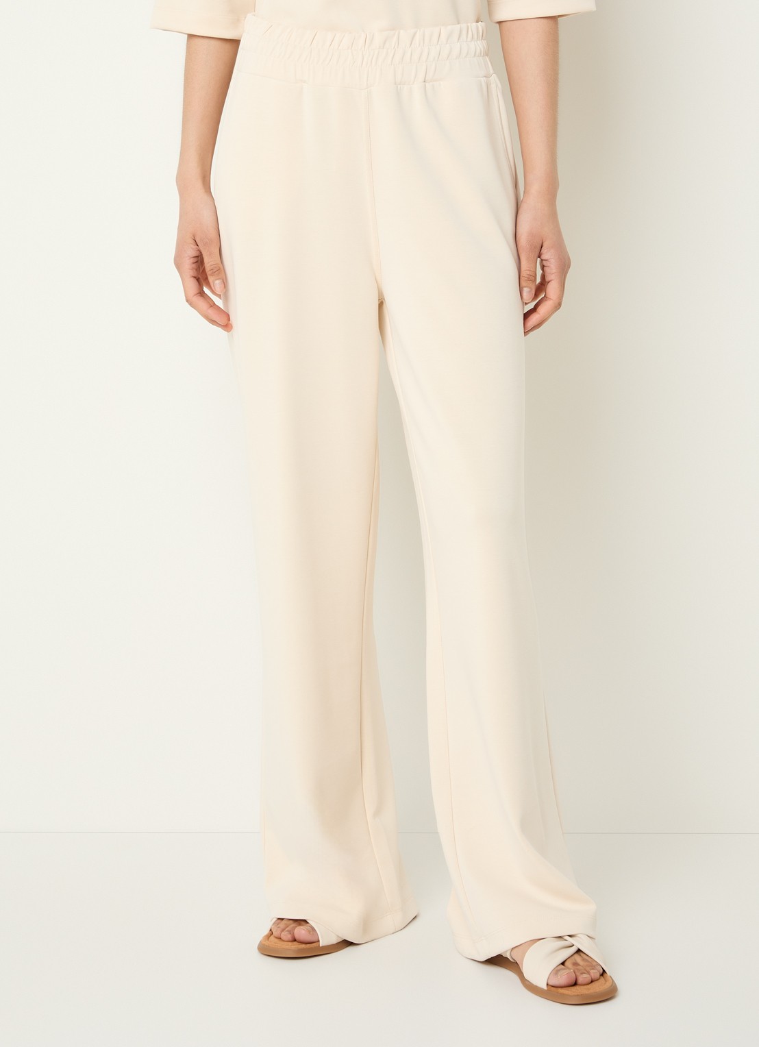 Moscow Jo high waist wide fit pantalon met steekzakken - detail 4 creme