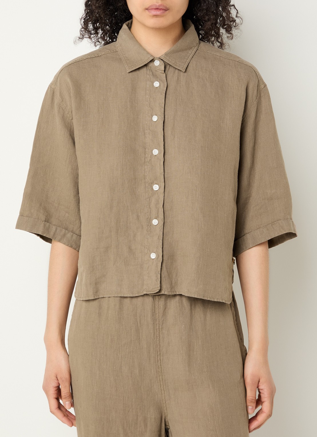 Moscow Lady blouse van linnen - detail 2 khaki