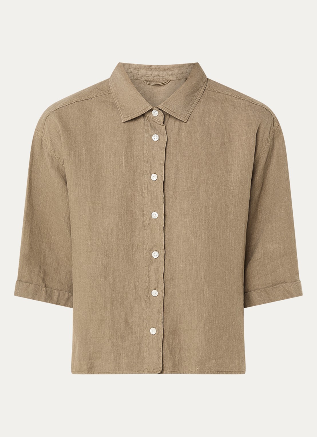 Moscow Lady blouse van linnen - voorkant 3 khaki