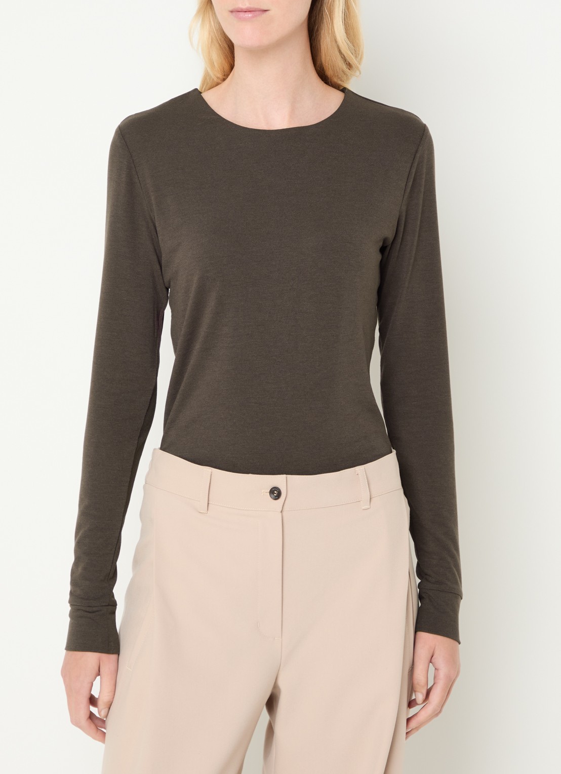 Moscow Lucia longsleeve met ronde hals - detail 2 antraciet