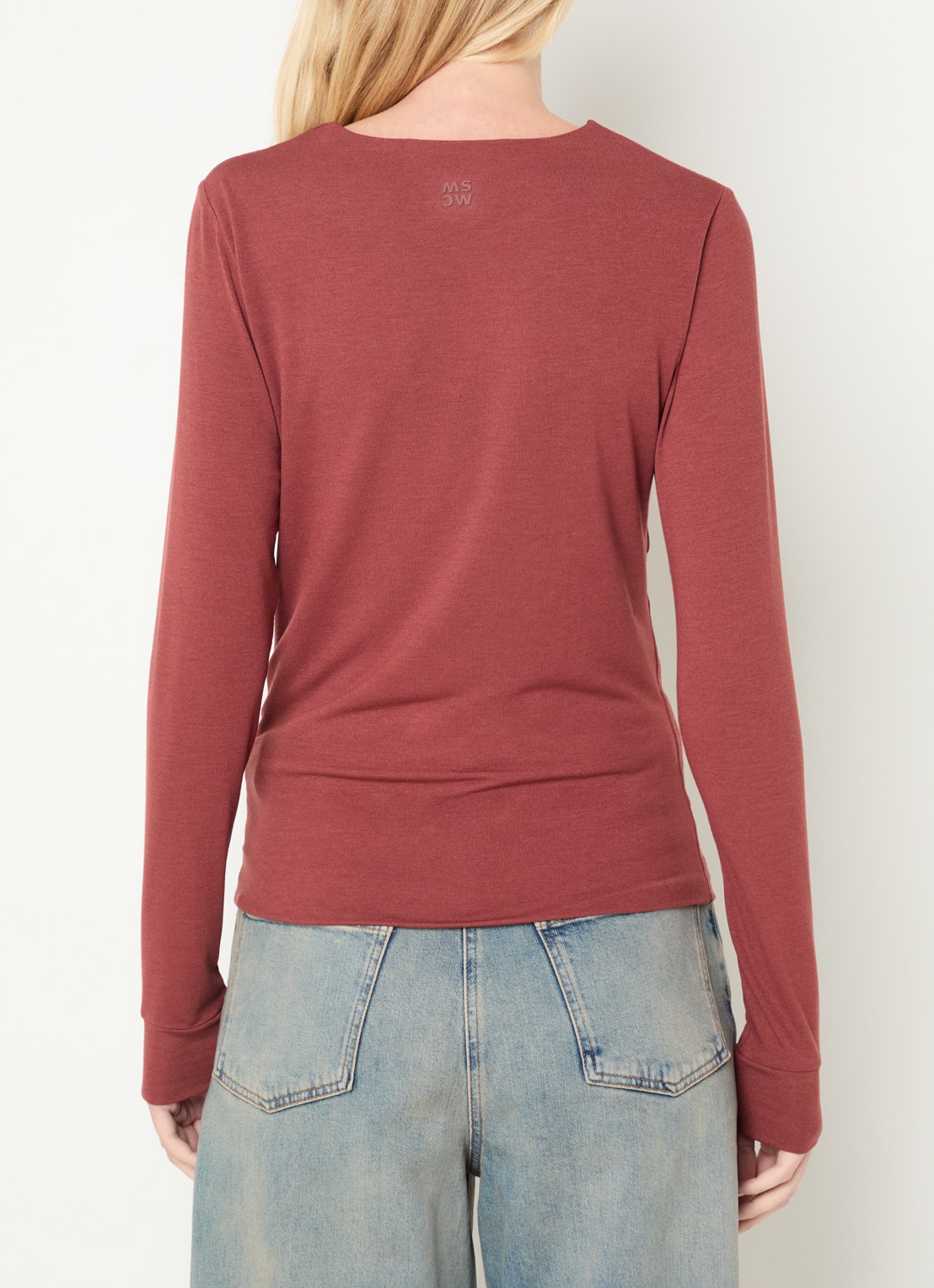 Moscow Lucia longsleeve met ronde hals - achterkant 4 steenrood