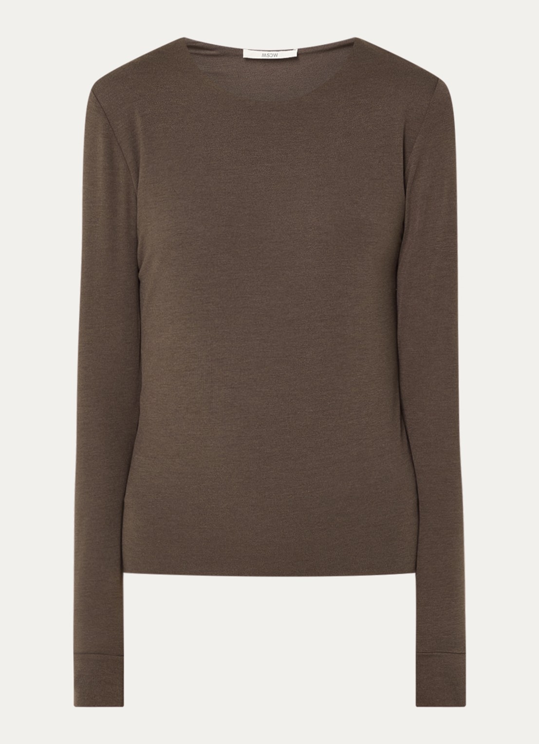 Moscow Lucia longsleeve met ronde hals - voorkant 3 donkerbruin