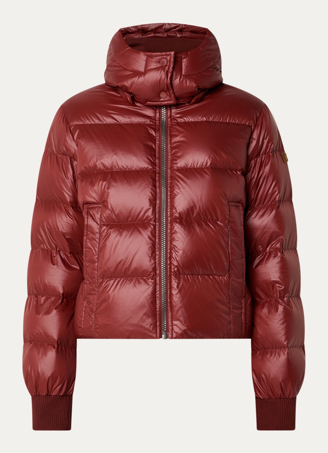 Moscow Marcy puffer jack met donsvulling en afneembare capuchon - voorkant 3 roodbruin